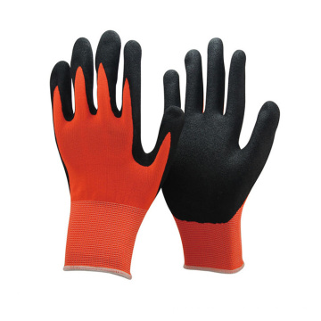Red Nylon Spandex Nitril Grip Handschuhe mit Sandy Nitril eingetaucht Plam